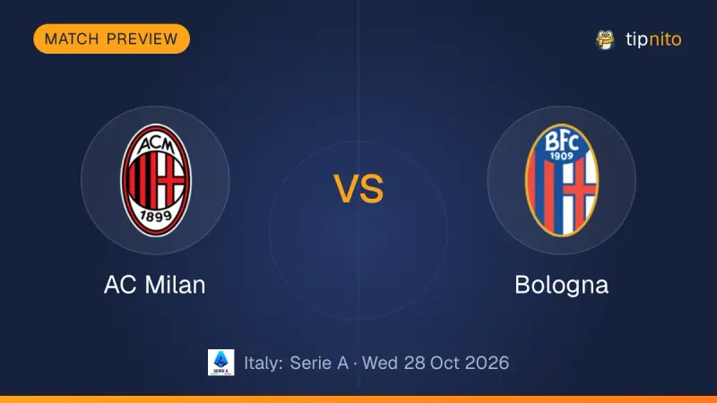 AC Milan vs Bologna match preview: both club crests on a Tipnito cover