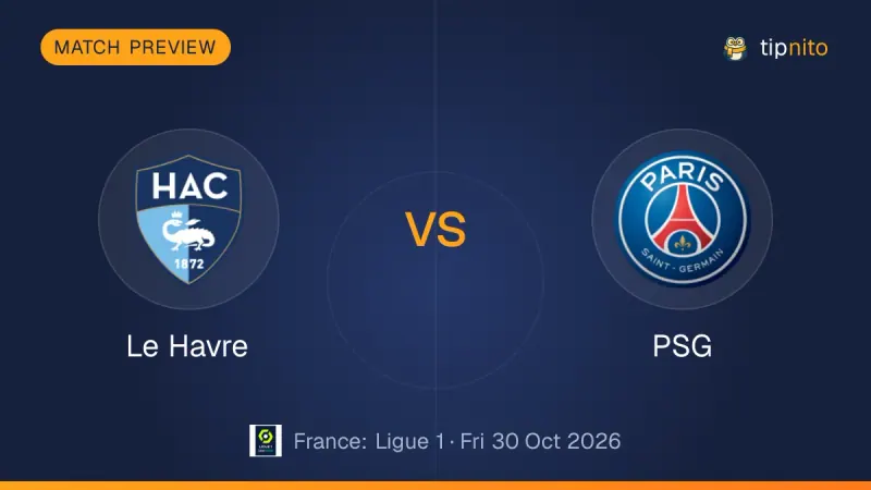 Le Havre vs PSG match preview: both club crests on a Tipnito cover