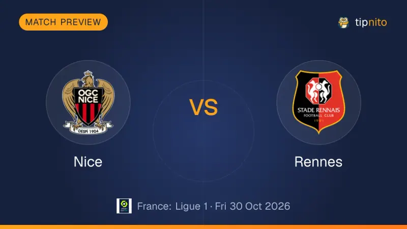 Nice vs Rennes match preview: both club crests on a Tipnito cover