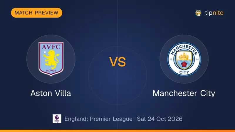 Aston Villa vs Manchester City match preview: both club crests on a Tipnito cover