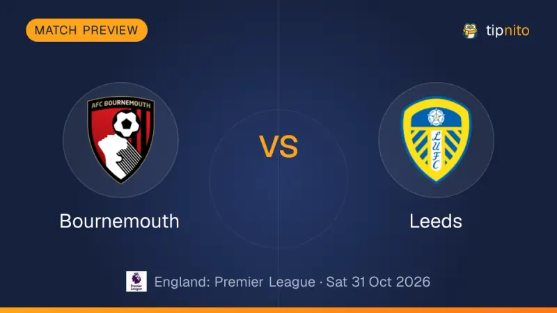 Bournemouth vs Leeds match preview: both club crests on a Tipnito cover