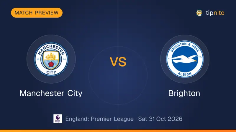 Manchester City vs Brighton match preview: both club crests on a Tipnito cover