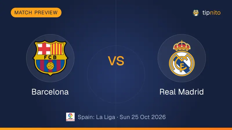 Barcelona vs Real Madrid match preview: both club crests on a Tipnito cover